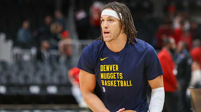 Denver Nuggets forward Aaron Gordon (50) prepares for a game against the Atlanta Hawks at State Farm Arena.